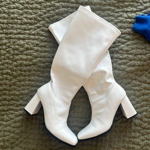 White knee high gogo boots